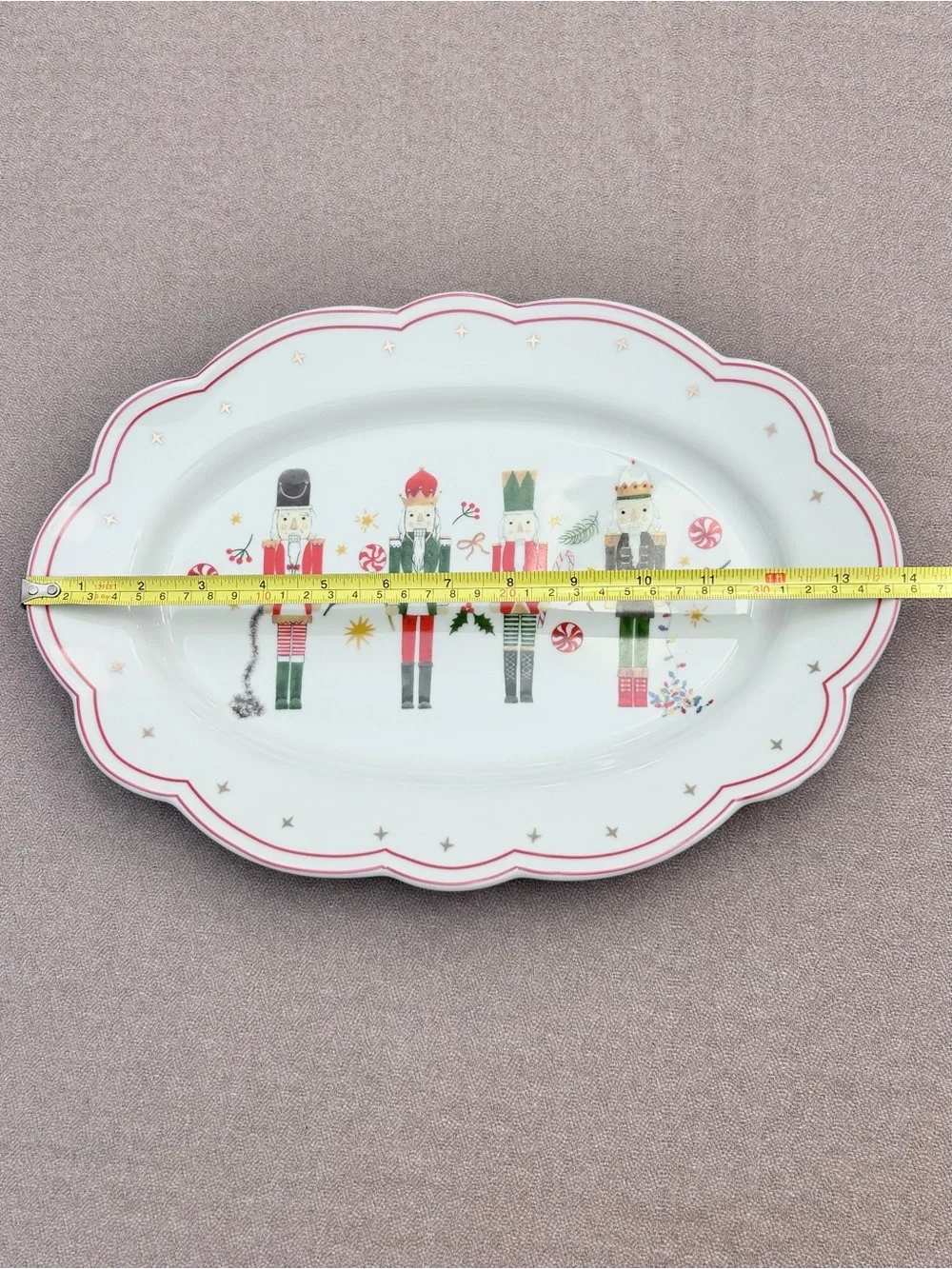 Grace Teaware Scalloped Holiday Royal Nutcrackers Serving Platter Porcelain New